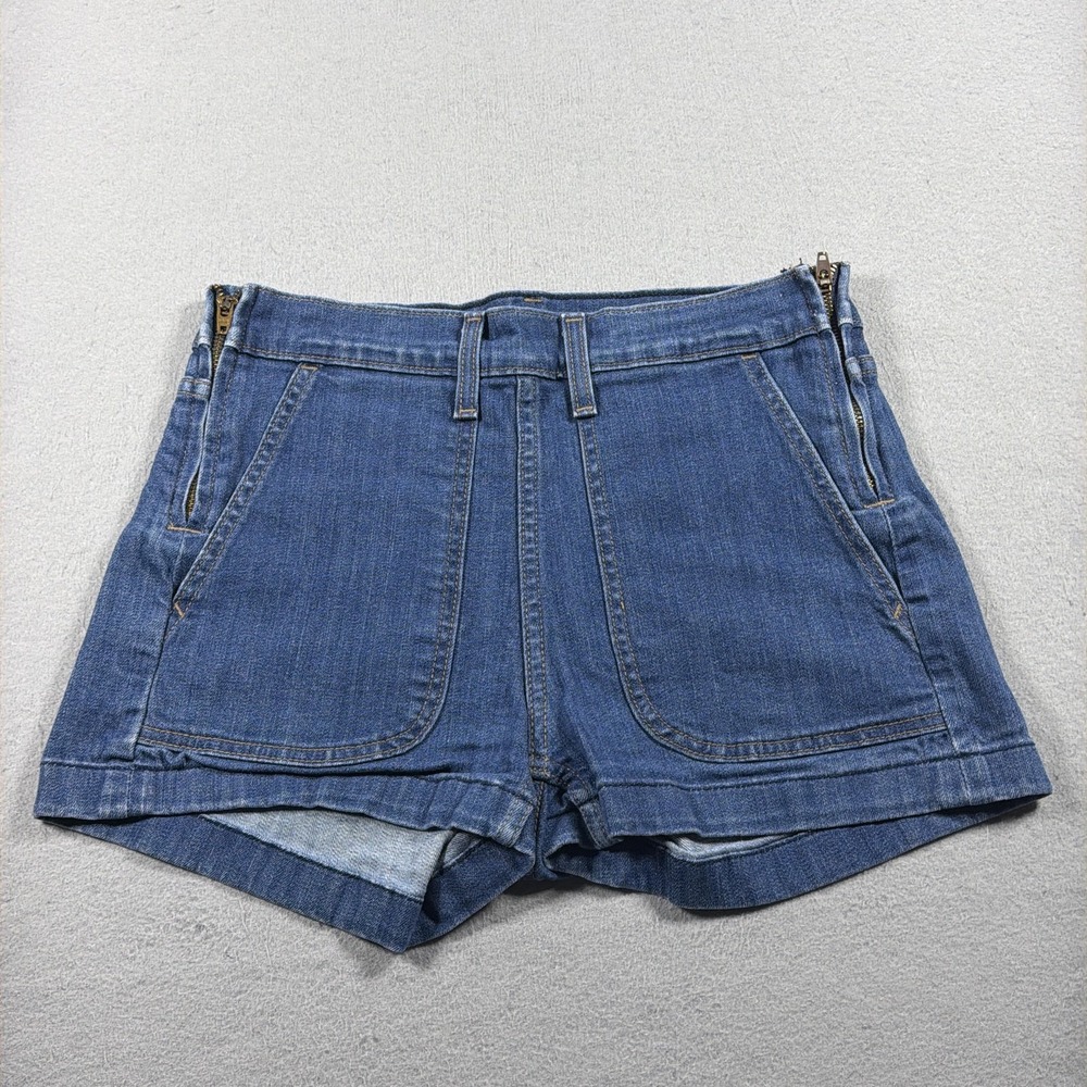 Levi's Denim Shorts Women 28 High Rise Double Side Zipper Blue Utility Summer